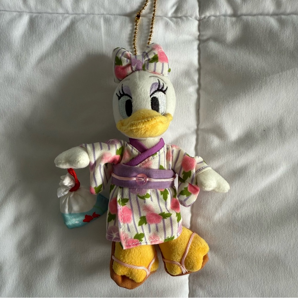 Japan Disney Store Daisy Duck Plush Keychain with Kimono